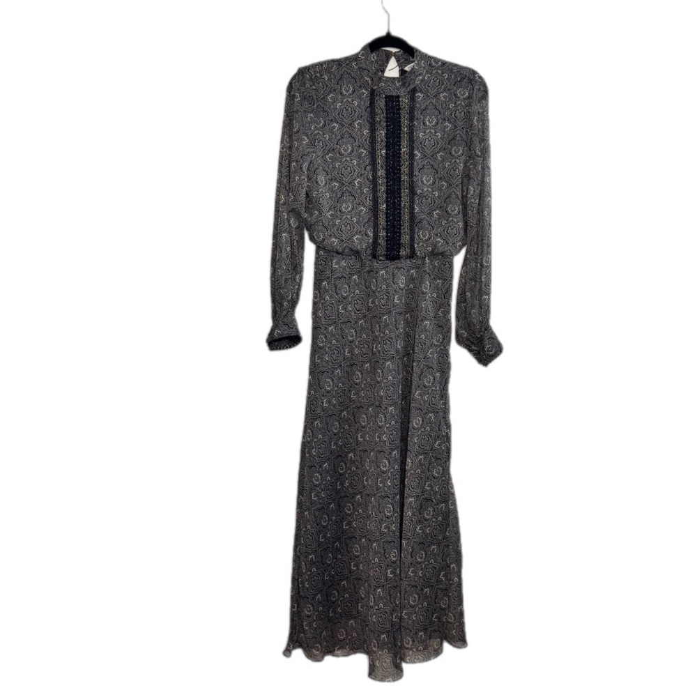 Zara Victorian Style High Neck Lace Detail MIDI Dress size Small